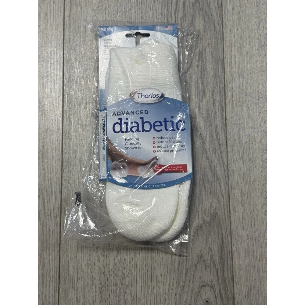THORLOS Advanced Diabetic Women' s Single Pair Crew Socks White 5-9 Medium New